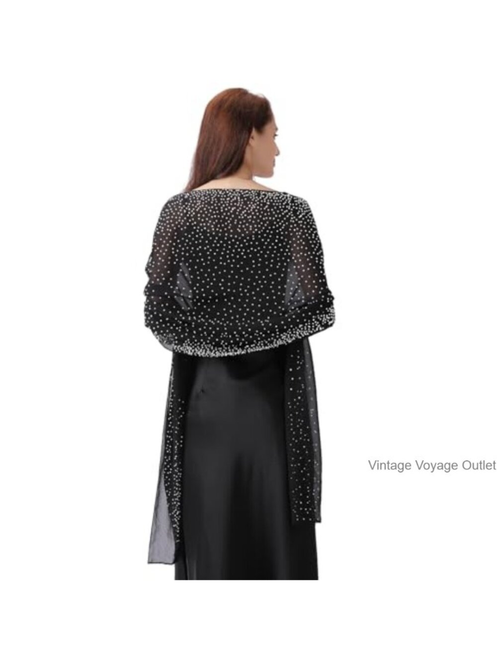 Rhinestone Chiffon Shawl Wrap Women Formal Evening Wedding Guest